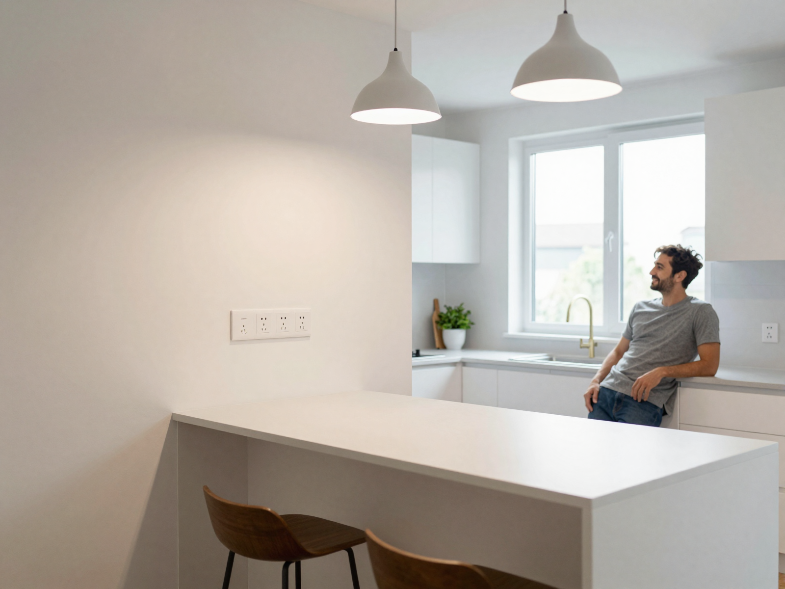 Modern kitchen with upgraded electrical fixtures